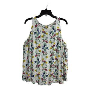 Old Navy Womens Shirt Adult Size XL White Floral Sleeveless Viscose Light WT